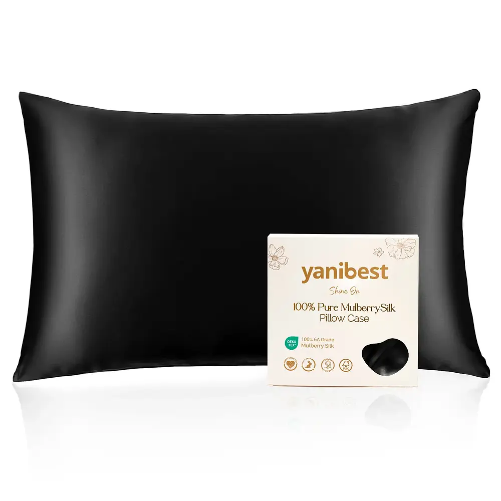 Yanibest 22 Momme Silk Luxury Pillowcase Black