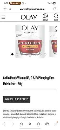 Olay Antioxidant (Vitamin B3, C & E) Plumping Face Moisturiser