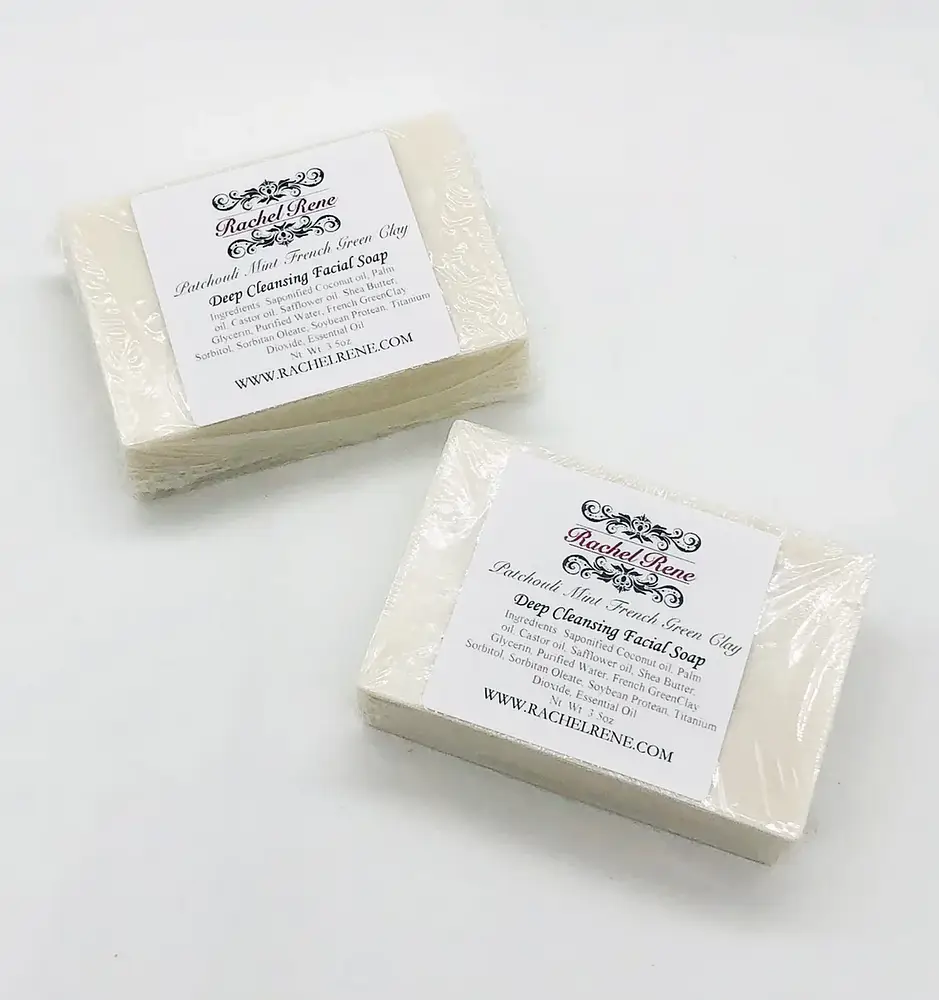 Rachel Rene Patchouli Mint French Green Clay Facial Soap Bar