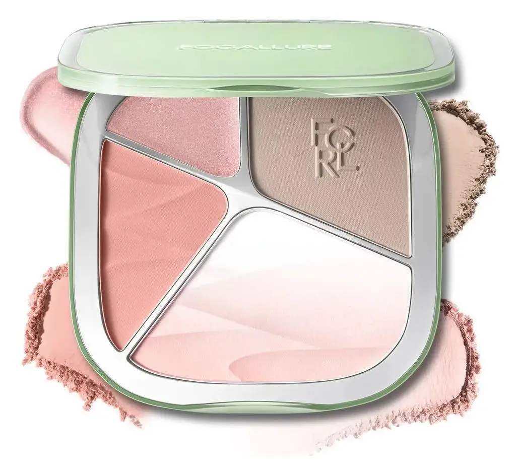 Focallure 4-Color Highlighter Contour Palette BR03 Rose Latte