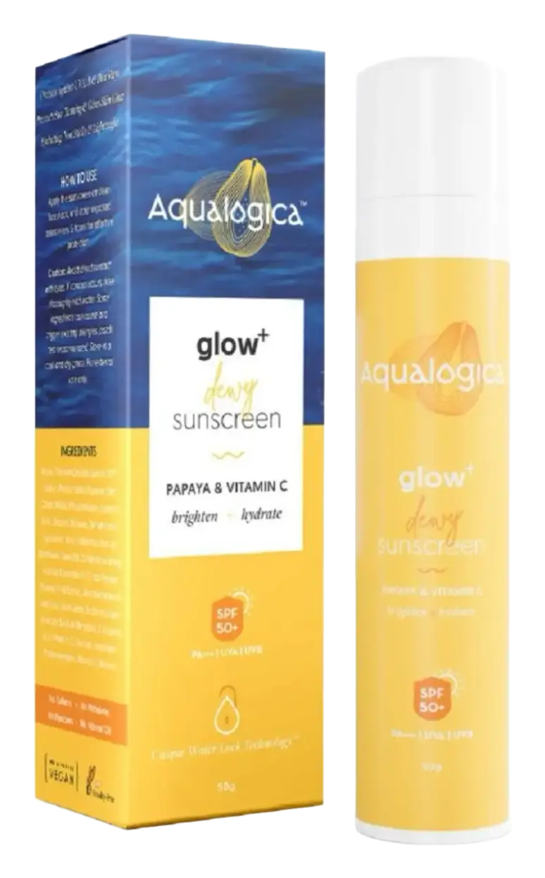 Aqualogica Glow+ Dewy Sunscreen with Papaya & Vitamin C  SPF 50 PA+++