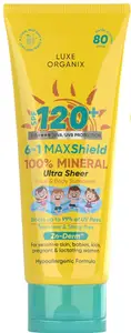 Luxe Organix 6 In 1 Maxshield 100% Mineral Ultra Sheer Face & Body Sunscreen SPF 120+