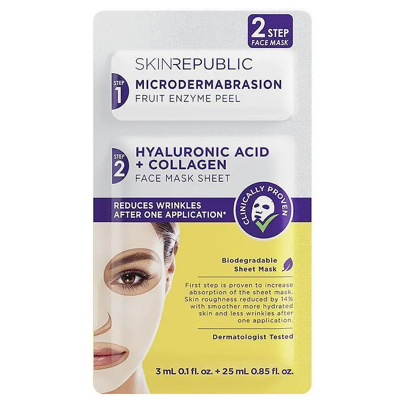 Skin Republic Two Step Hyaluronic Acid And Collagen Face Mask