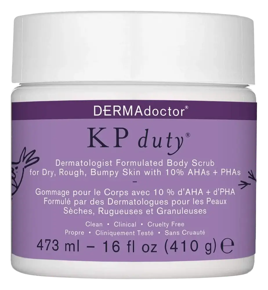 DERMAdoctor KP Duty Body Scrub Exfoliant for Keratosis Pilaris & Dry, Rough, Bumpy Skin with 10% AHAs + PHAs