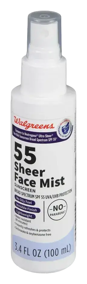 Walgreens SPF 55 Sheer Face Mist Sunscreen
