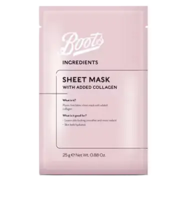 Boots Ingredients Sheet Mask With Added Collagen