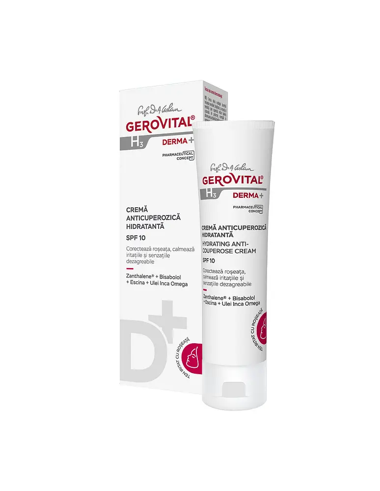 Gerovital Derma+ Cremă Anticuperozică Hidratantă SPF 10