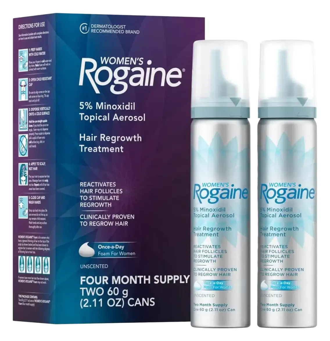Regaine Women's 5% Minoxidil Topical Aerosol Hair Regrowth Treatment