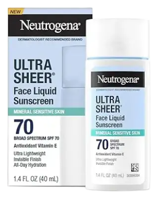 Neutrogena Ultra Sheer Face Liquid Sunscreen Mineral Sensitive Skin SPF 70