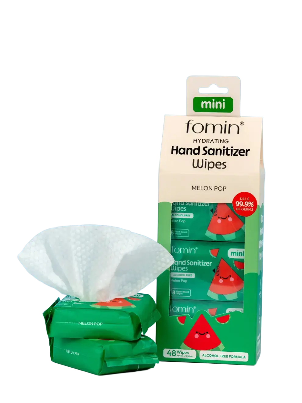 Fomin Hydrating Hand Sanitizer Wipes Melon Pop