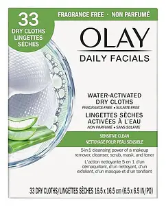 Olay Daily Facials Water-Activated Dry Cloths Sensitive