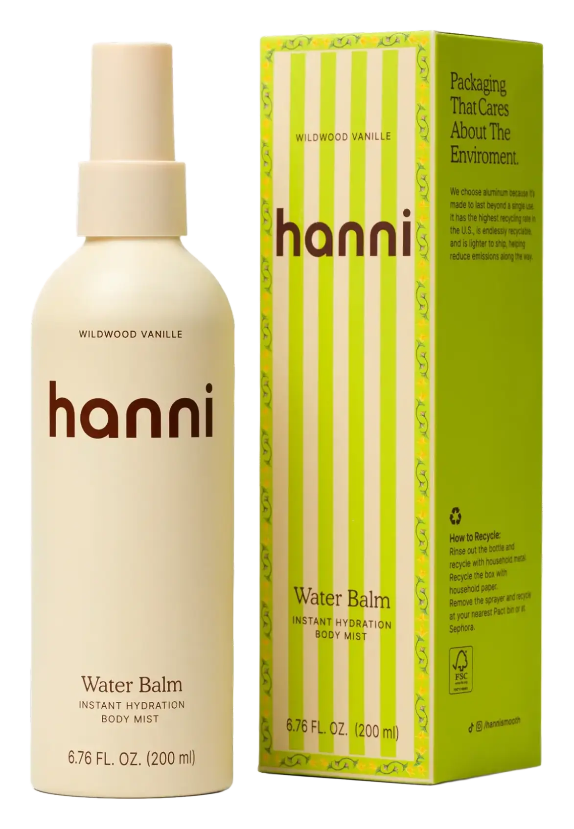 Hanni Water Balm Instant Hydration Body Mist Wildwood Vanille