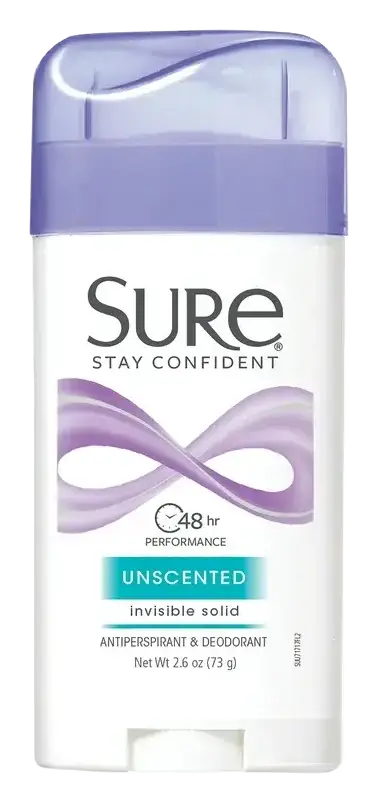 Sure Invisible Solid Antiperspirant Deodorant Stick Unscented
