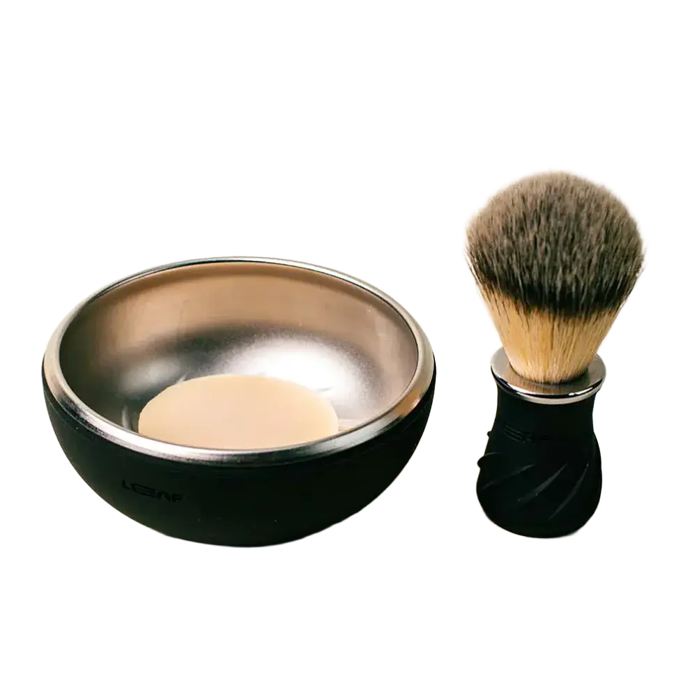 Leaf Shave Bowl & Brush Black
