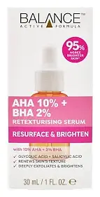 Balance Active Formula Resurface & Brighten AHA 10% + BHA 2% Retexturising Serum