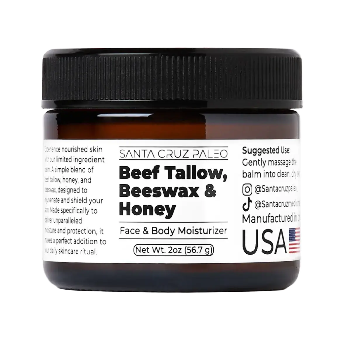 Santa Cruz Paleo Beef Tallow, Beeswax & Honey Moisturizer