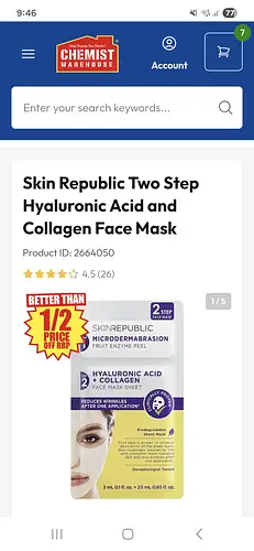 Skin Republic Two Step Hyaluronic Acid and Collagen Face Mask