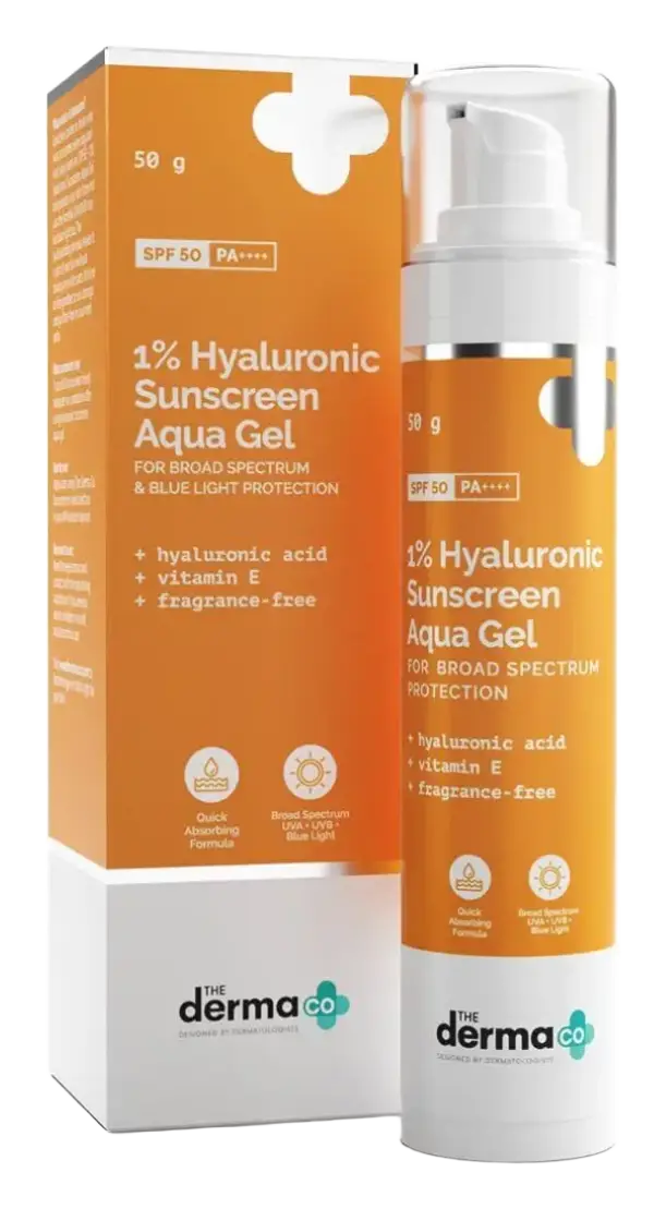 The Derma Co 1% Hyaluronic Sunscreen Aqua Gel With SPF 50 PA++++ Broad Spectrum