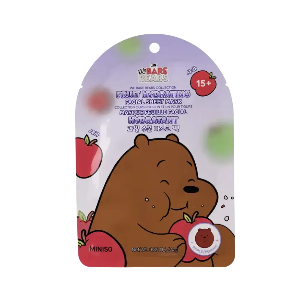Miniso We Bare Bears Fruit Hydrating Facial Sheet Mask Apple