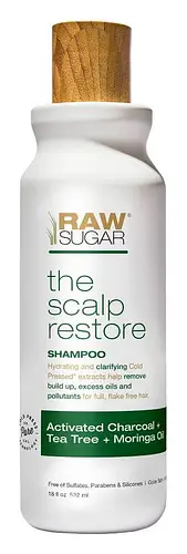 Raw Sugar Shampoo Scalp Restore Activated Charcoal + Tea Tree + Moringa Oil
