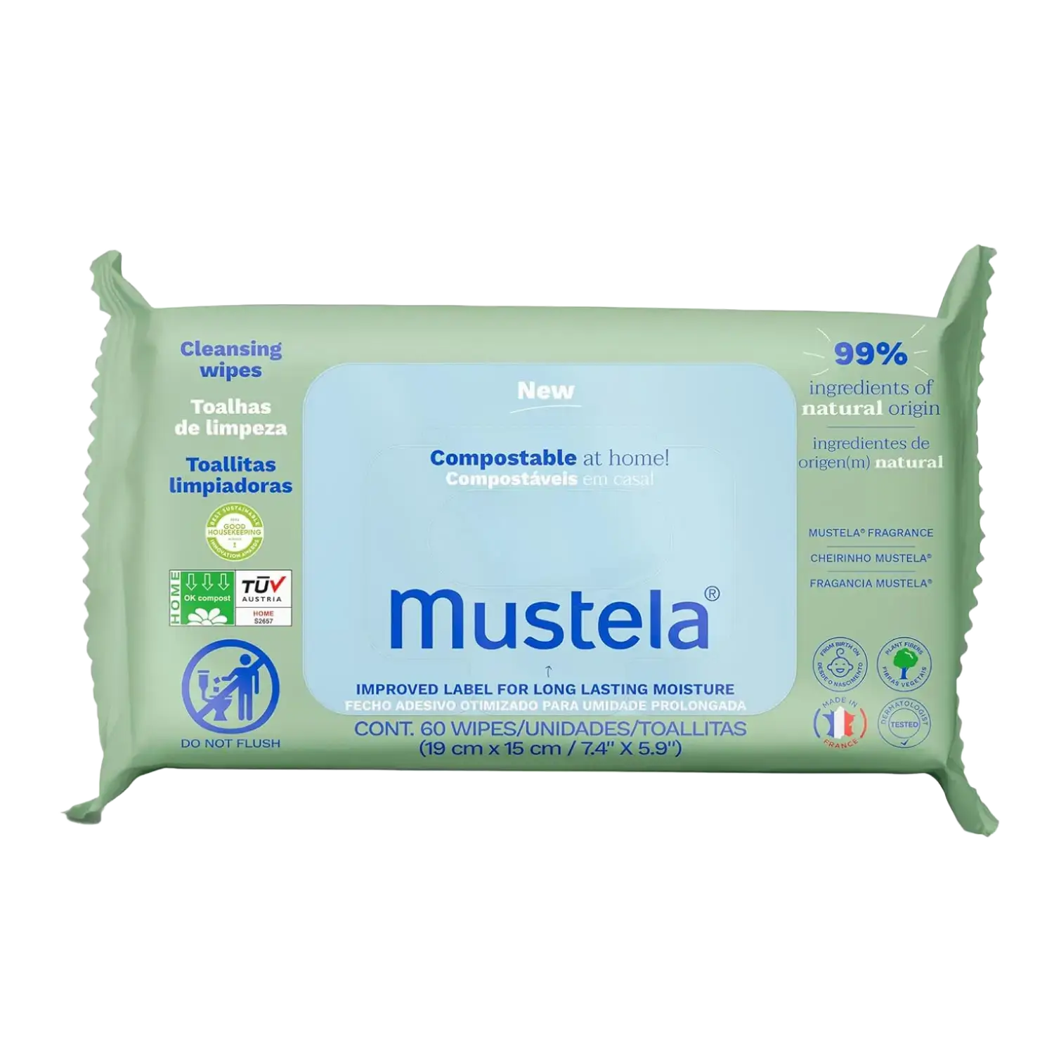 Mustela Home Compostable Wipes Scented