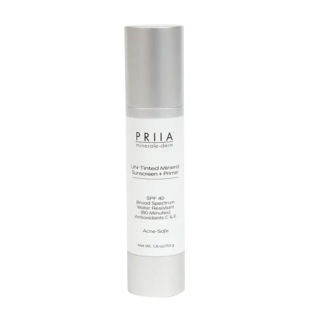 PRIIA Cosmetics Un-Tinted Mineral Sunscreen + Primer SPF 40