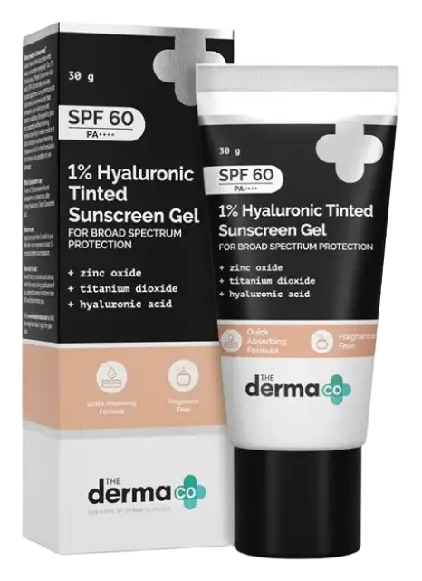 The Derma Co 1% Hyaluronic Tinted Sunscreen Gel SPF 60