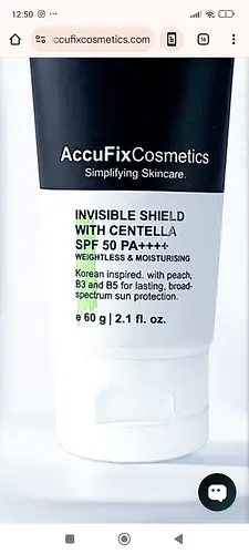 Accufix Cosmetics Invisible Shield With Centella SPF 50 PA++++