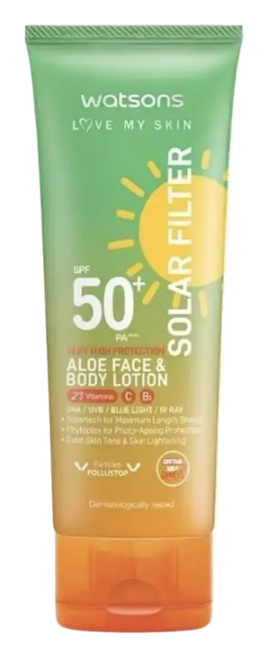 Watsons Aloe Face And Body Lotion Solar Filter SPF 50+