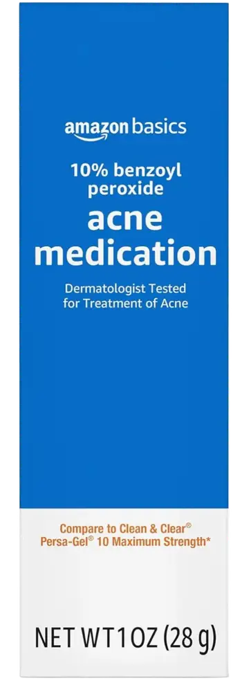 Amazon Basics 10% Benzoyl Peroxide Acne Medication, Maximum Strength, Face Gel
