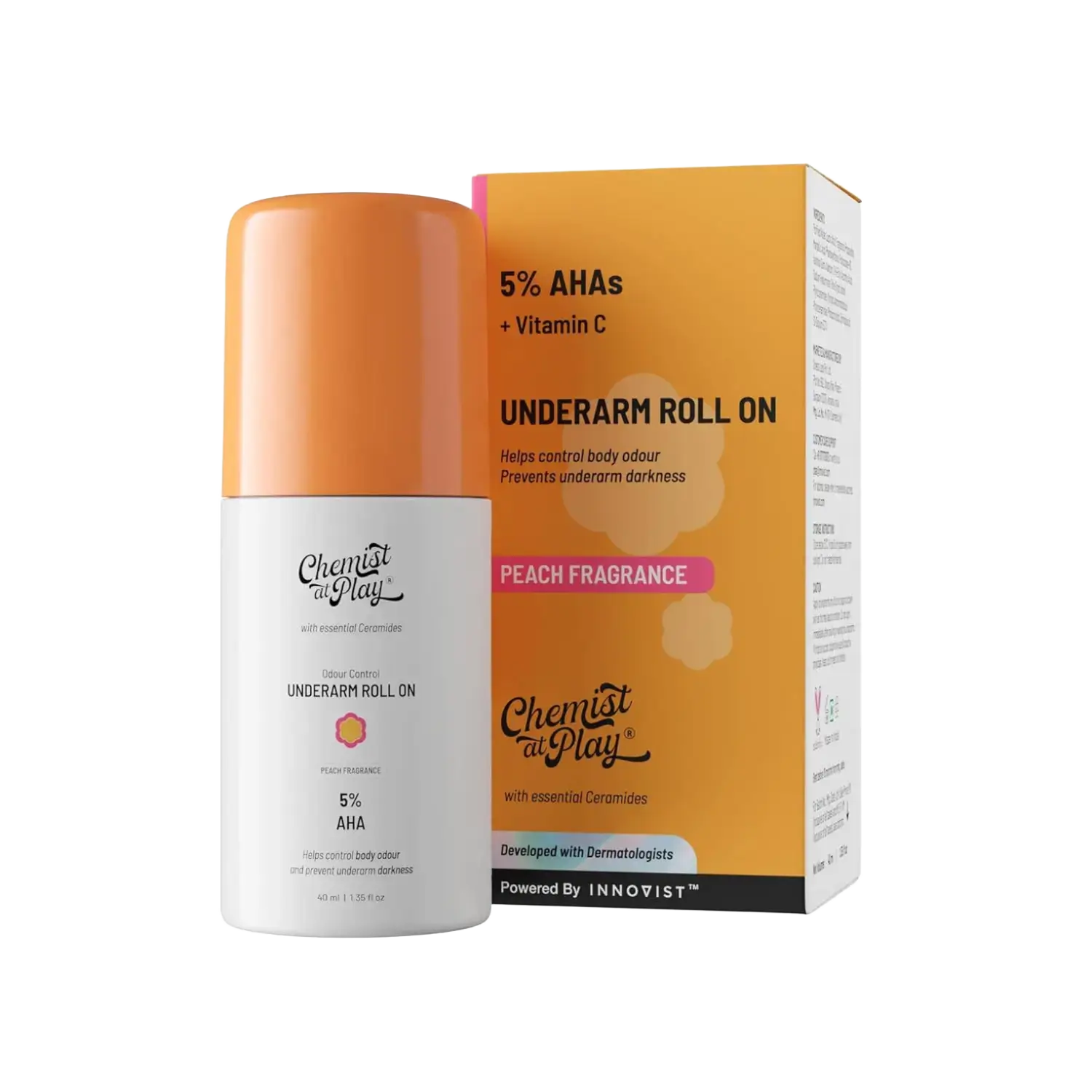 Chemist at Play Underarm Roll-On With 5% AHA Peach