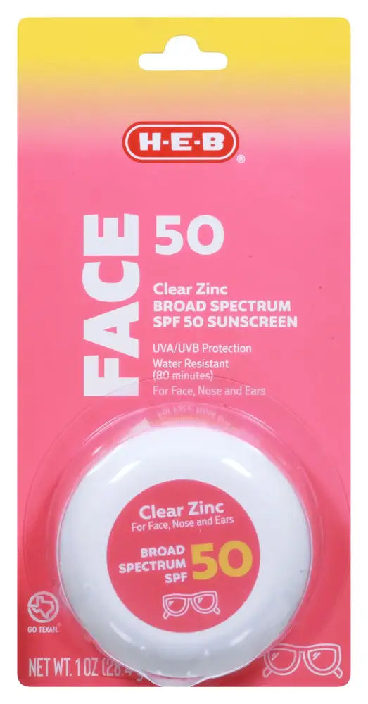 HEB Clear Zinc Broad Spectrum SPF 50 Face Sunscreen