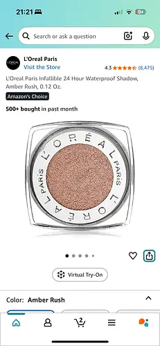 L'Oreal Infallible 24 Hour Waterproof Shadow 892 Amber Rush