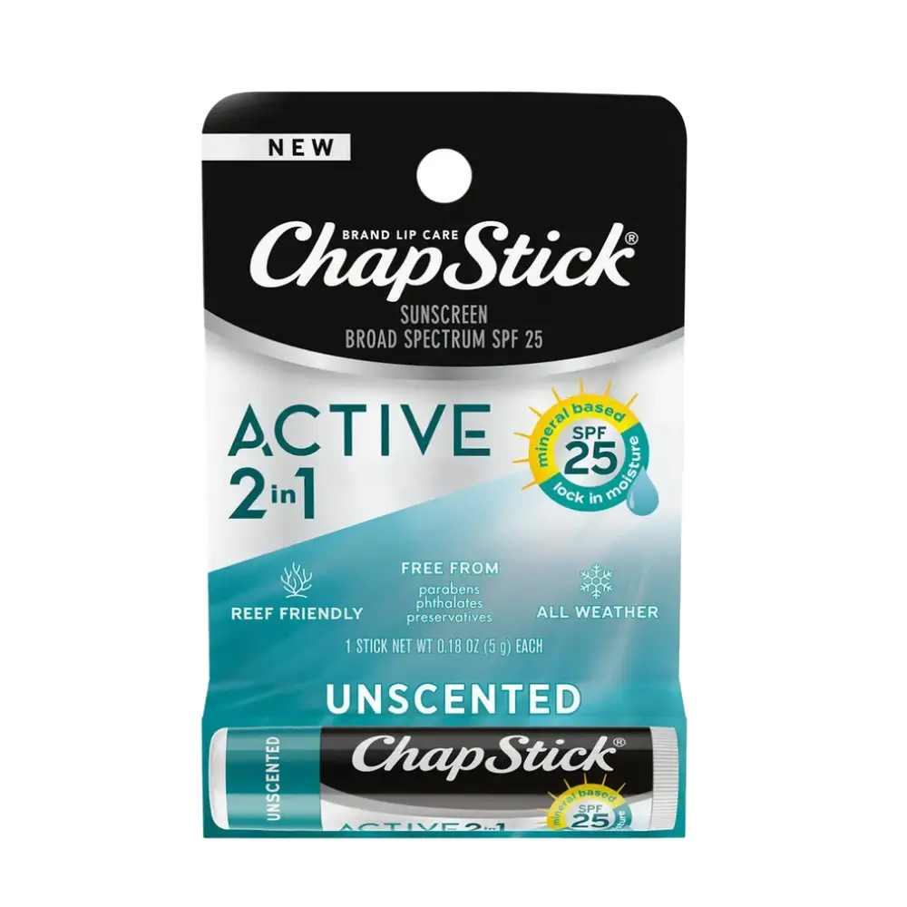 ChapStick Active 2-In-1 Lip Moisturizer Unscented