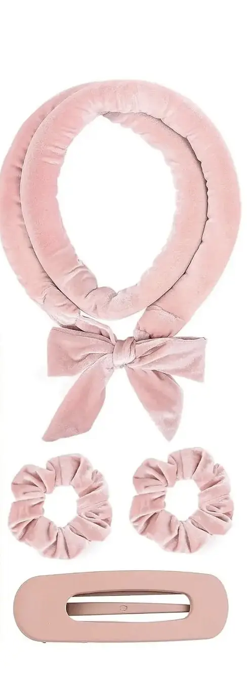 Yanibest Velvet Heatless Hair Curler Band Blush Pink
