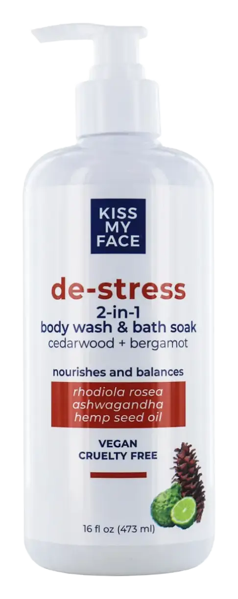 Kiss My Face De-Stress 2-In-1 Body Wash & Bath Soak Cedarwood + Bergamot