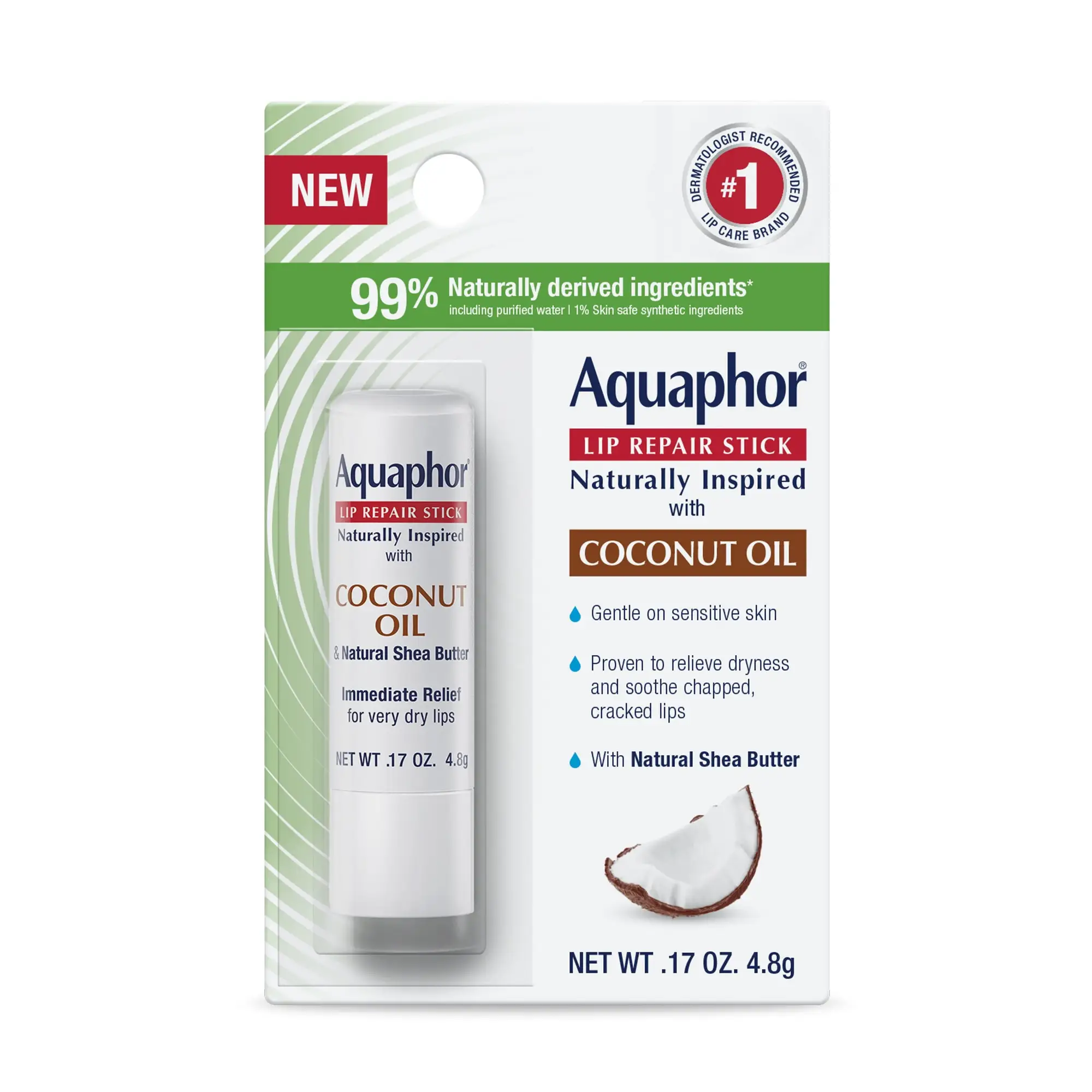 Aquaphor Lip Repair Stick Naturally Inspired Coconut Oil