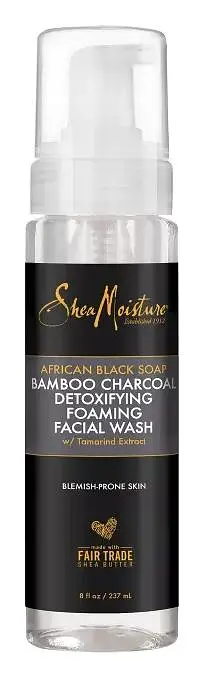 Shea Moisture African Black Soap Bamboo Charcoal Detoxifying Foaming Facial Wash