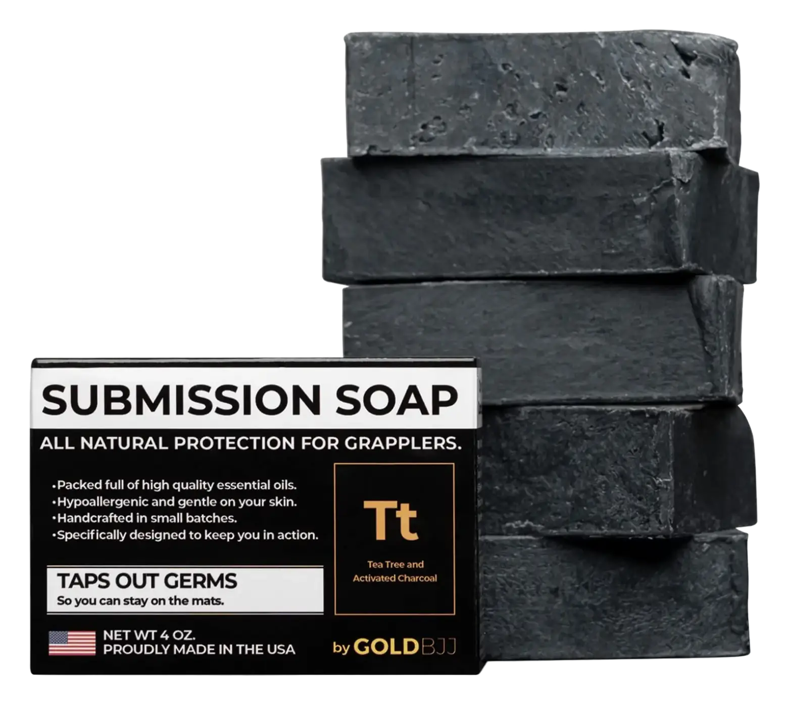 Gold BJJ Submission Soap - Activated Charcoal with Tea Tree