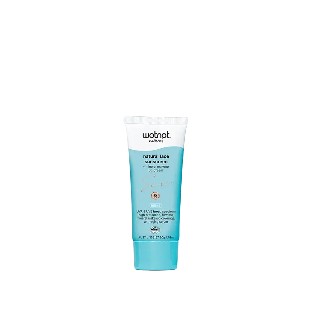 Wotnot Naturals Natural Face Sunscreen + Mineral Makeup BB Cream SPF 40 Nude