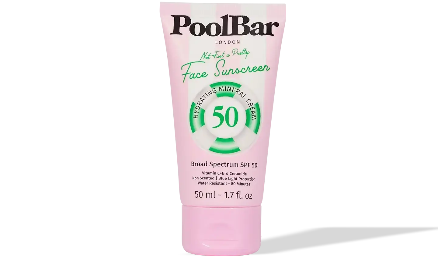 PoolBar London Face Sunscreen Hydrating Mineral Cream SPF 50