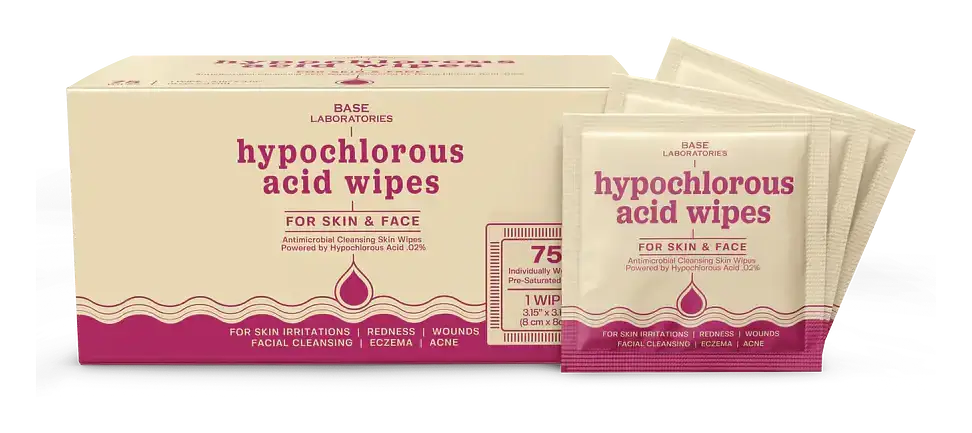 Base Laboratories Hypochlorous Acid Wipes For Skin & Face