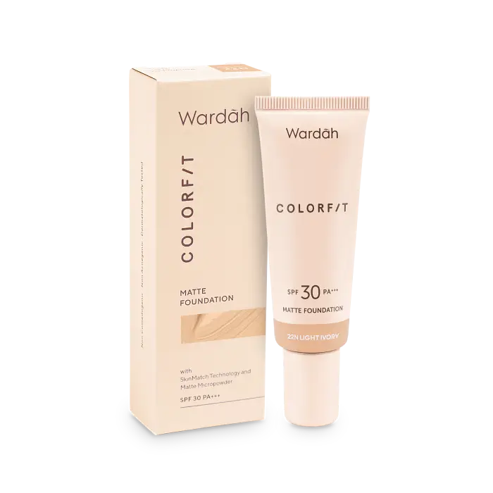 Wardah Colorfit Matte Foundation SPF 30 PA+++ 22N Light Ivory