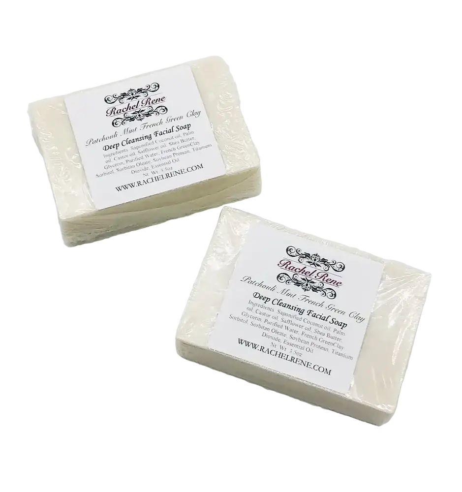 Rachel Rene Patchouli Mint French Green Clay Facial Soap Bar