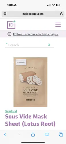 Skinfood Sous Vide Mask Sheet Lotus Root