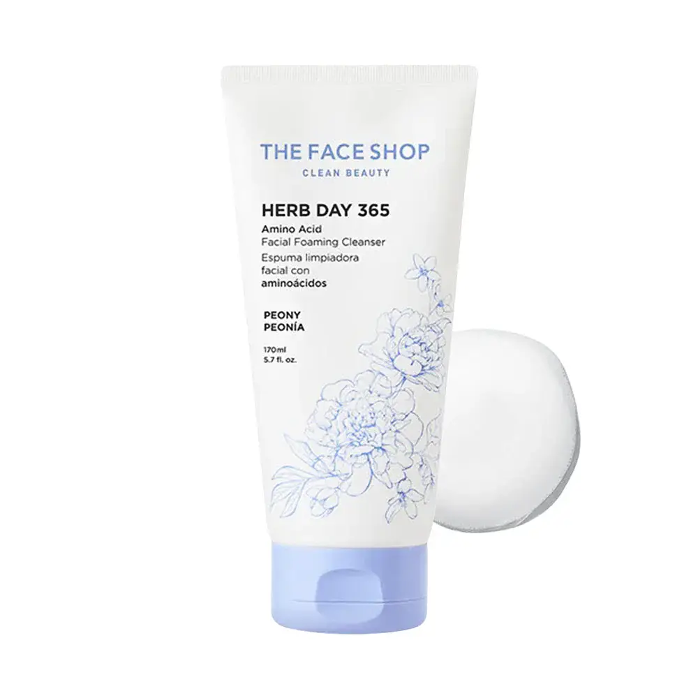 The Face Shop Herb Day 365 Amino Acid Facial Foaming Cleanser Peony