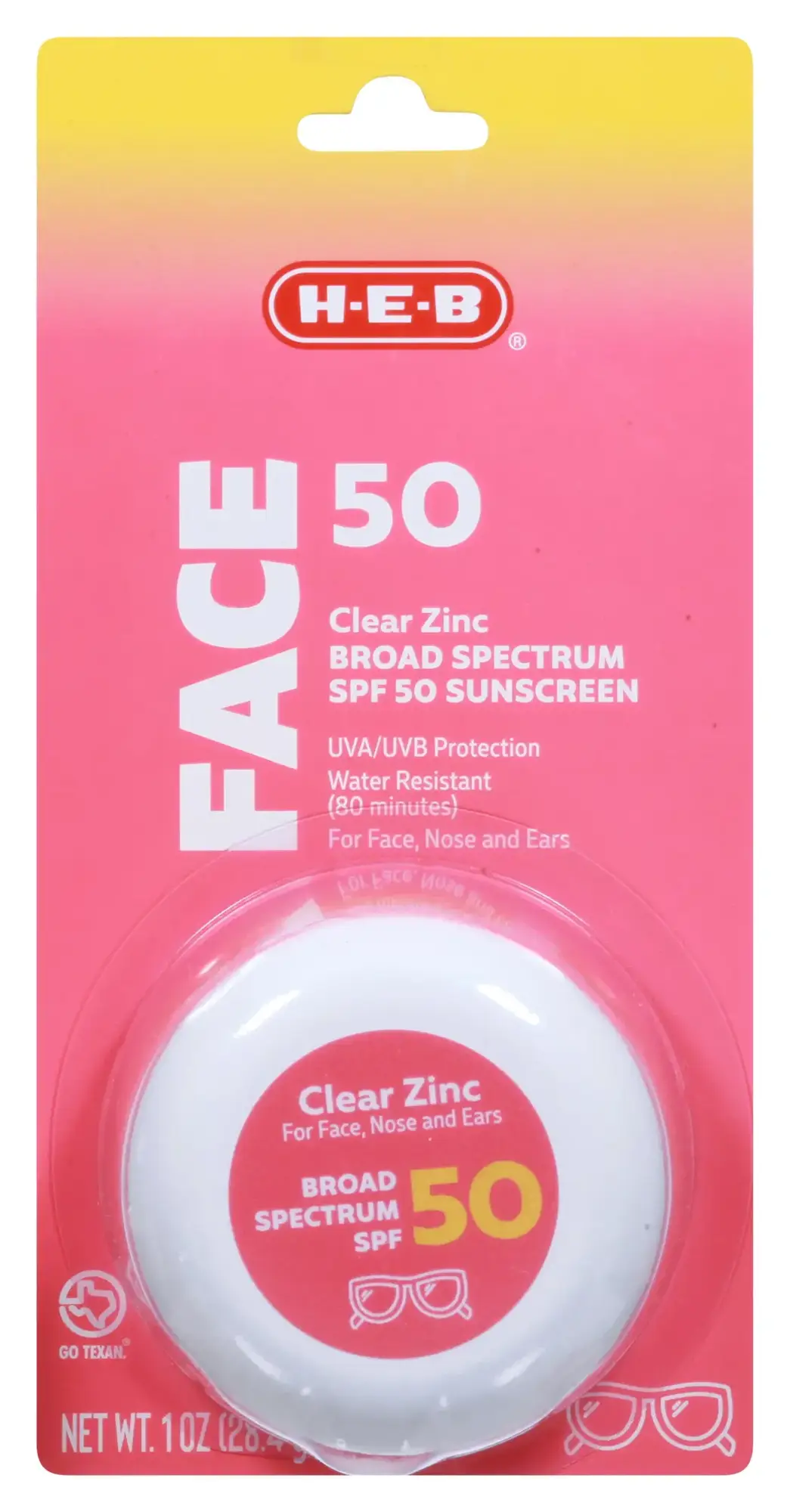 HEB Clear Zinc Broad Spectrum SPF 50 Face Sunscreen