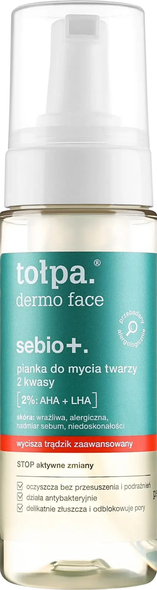 Tołpa Dermo Face Sebio+ Pianka Do Mycia Twarzy 2 Kwasy 2% AHA + LHA