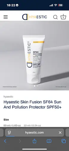 Hyaestic Skin Fusion SF64 Sun And Pollution Protector SPF50+