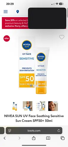 Nivea UV Face Soothing Sensitive Sun Cream